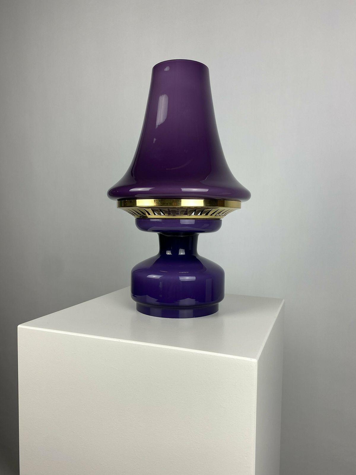 Pair Of Purple Glass Mushroom Table Lights B 124 By Hans Agne Jakobsson For Ab Markaryd photo vinterior