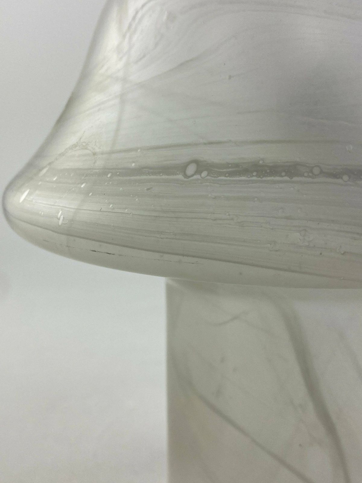 White Clear Glass Peill And Putzler Mushroom Table Lamp 1970 photo vintage