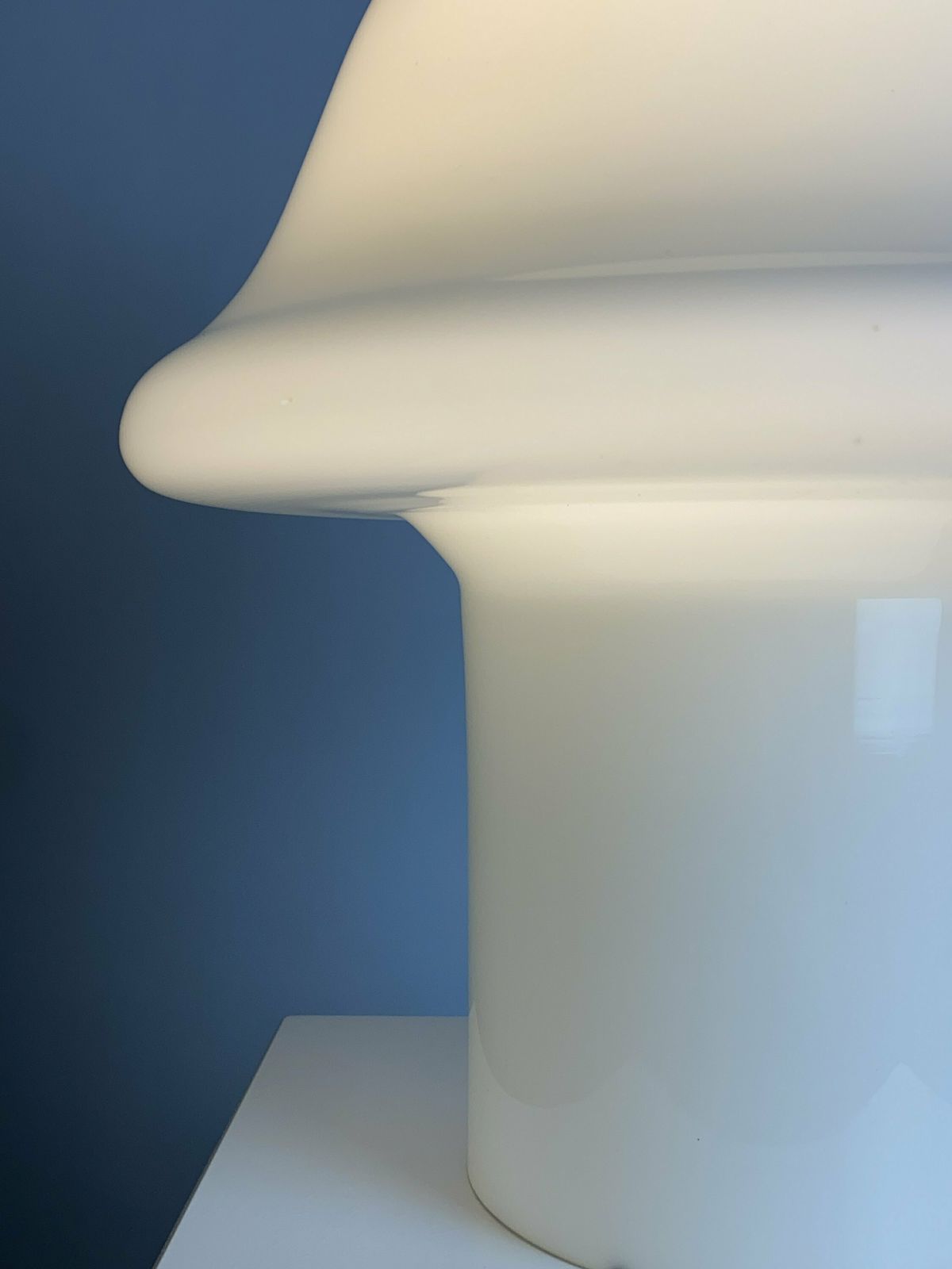 Large Fully White Glass Peill And Putzler Mushroom Table Lamp Xl 1970 photo vinterior