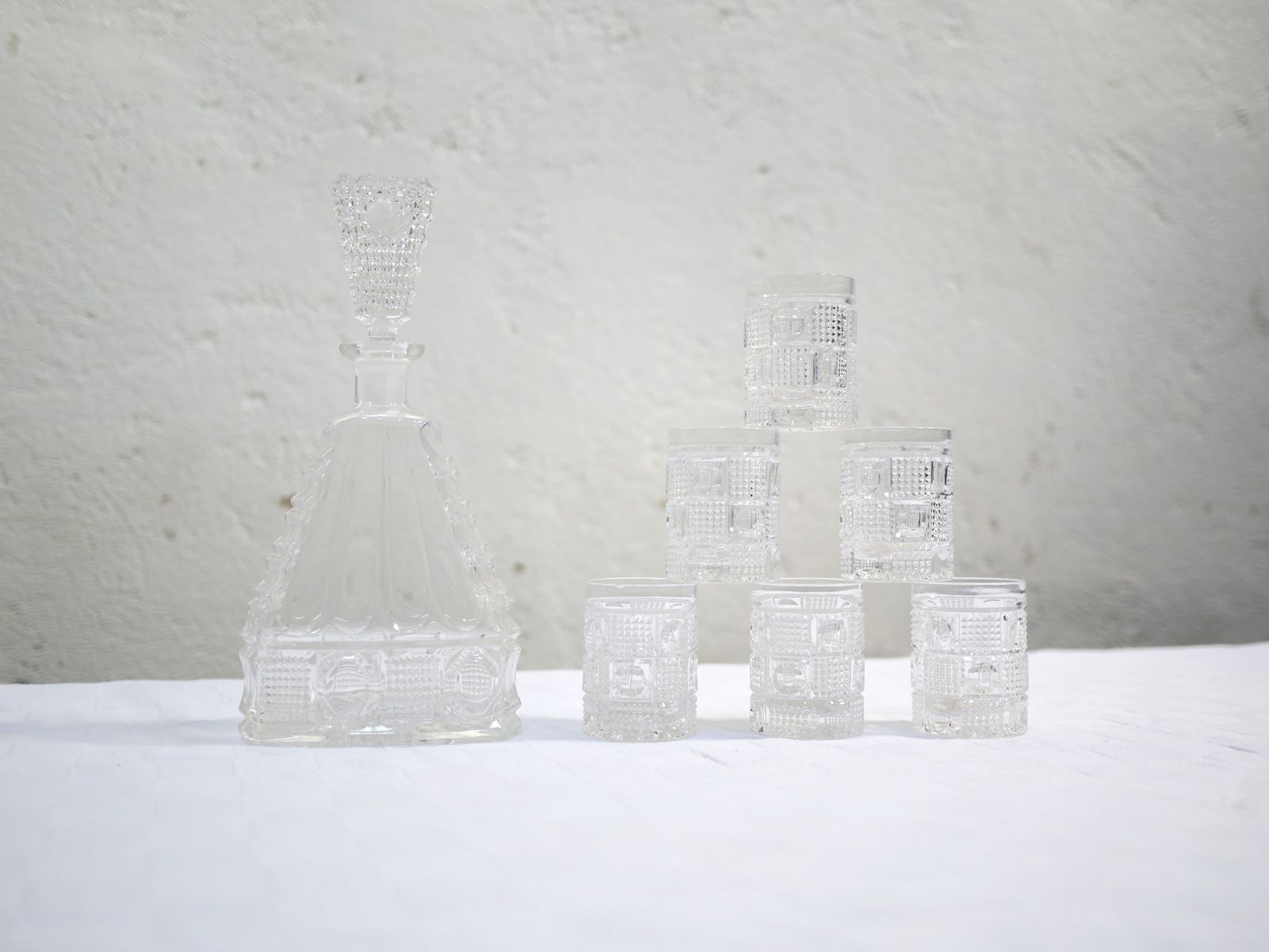 Decanter And 6 Vintage Glass Glasses photo furniture