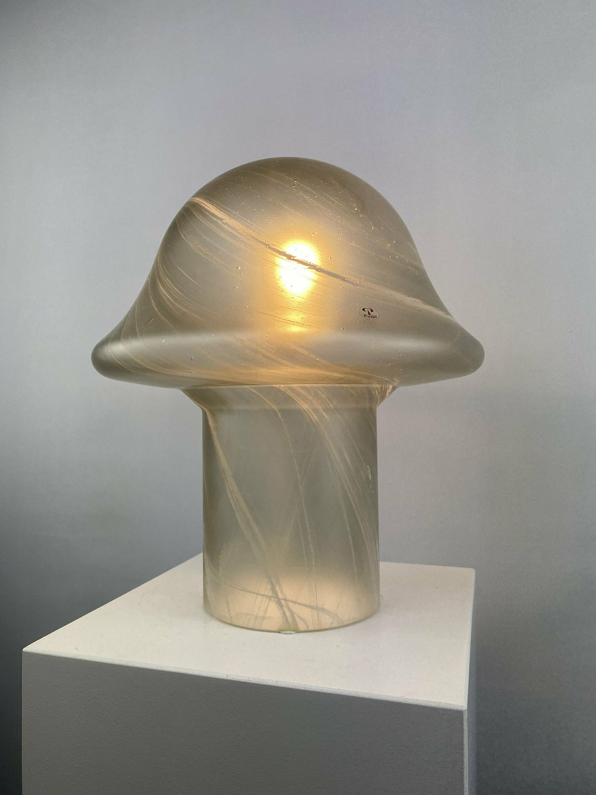 Large Clear Swirl Glass Peill And Putzler Mushroom Table Lamp Xl 1970 photo furniture