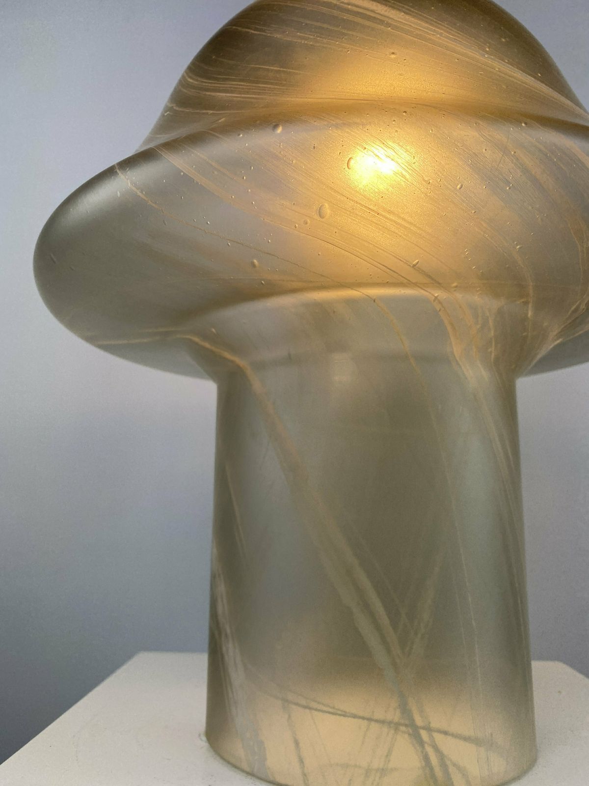 Large Clear Swirl Glass Peill And Putzler Mushroom Table Lamp Xl 1970 photo 572.0