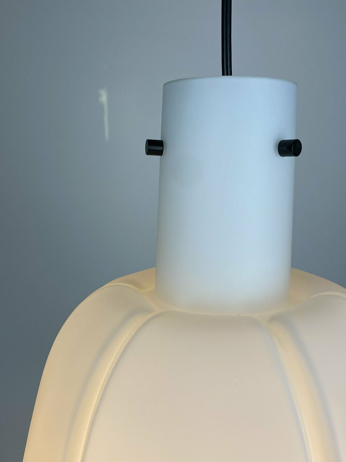 White Flower Shaped Opaline Glass Pendant Light By Glashütte Limburg Medium photo Lighting