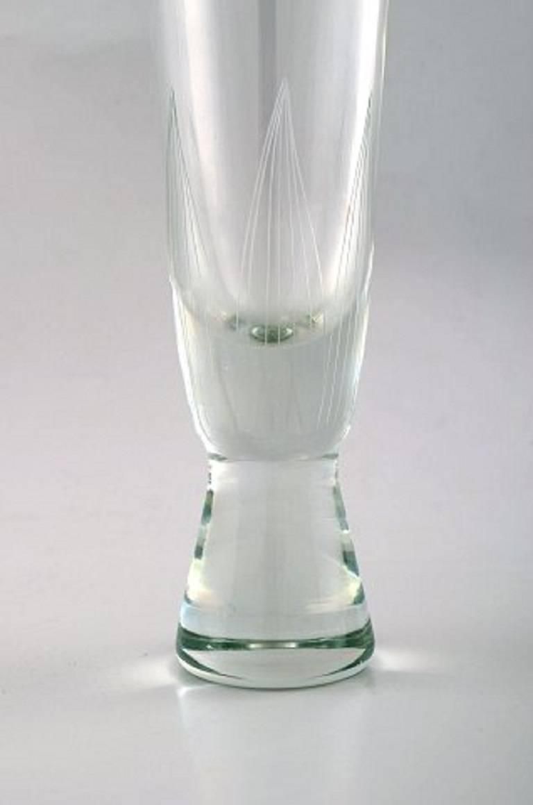 Pair Of Large Orrefors Glass Vases, Stylish Swedish Design, 1950s 1960s photo vinterior