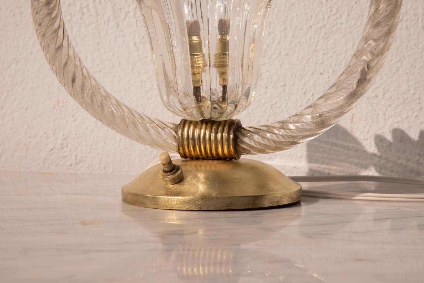 Art Decò Barovier E Toso Table Lamp Brass Murano Glass, Italy 1940 photo buy