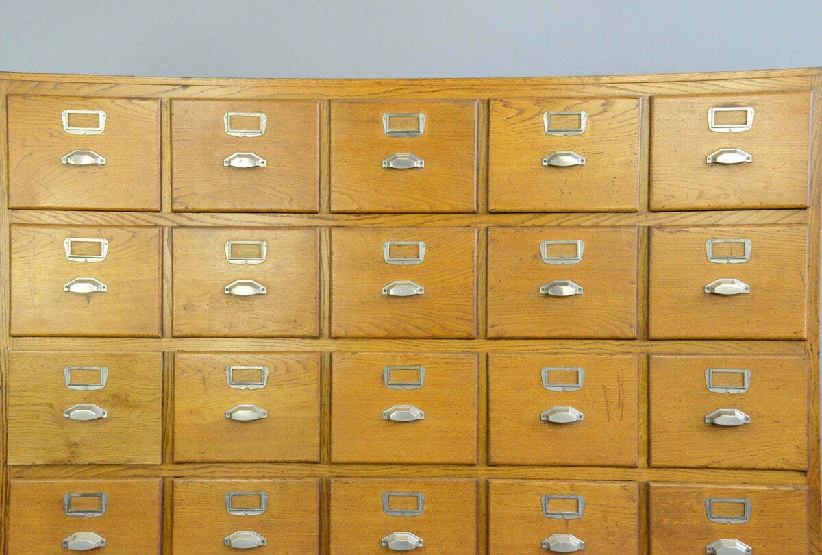 Large Bank Of French Art Deco Filing Drawers Circa 1930s photo vinterior