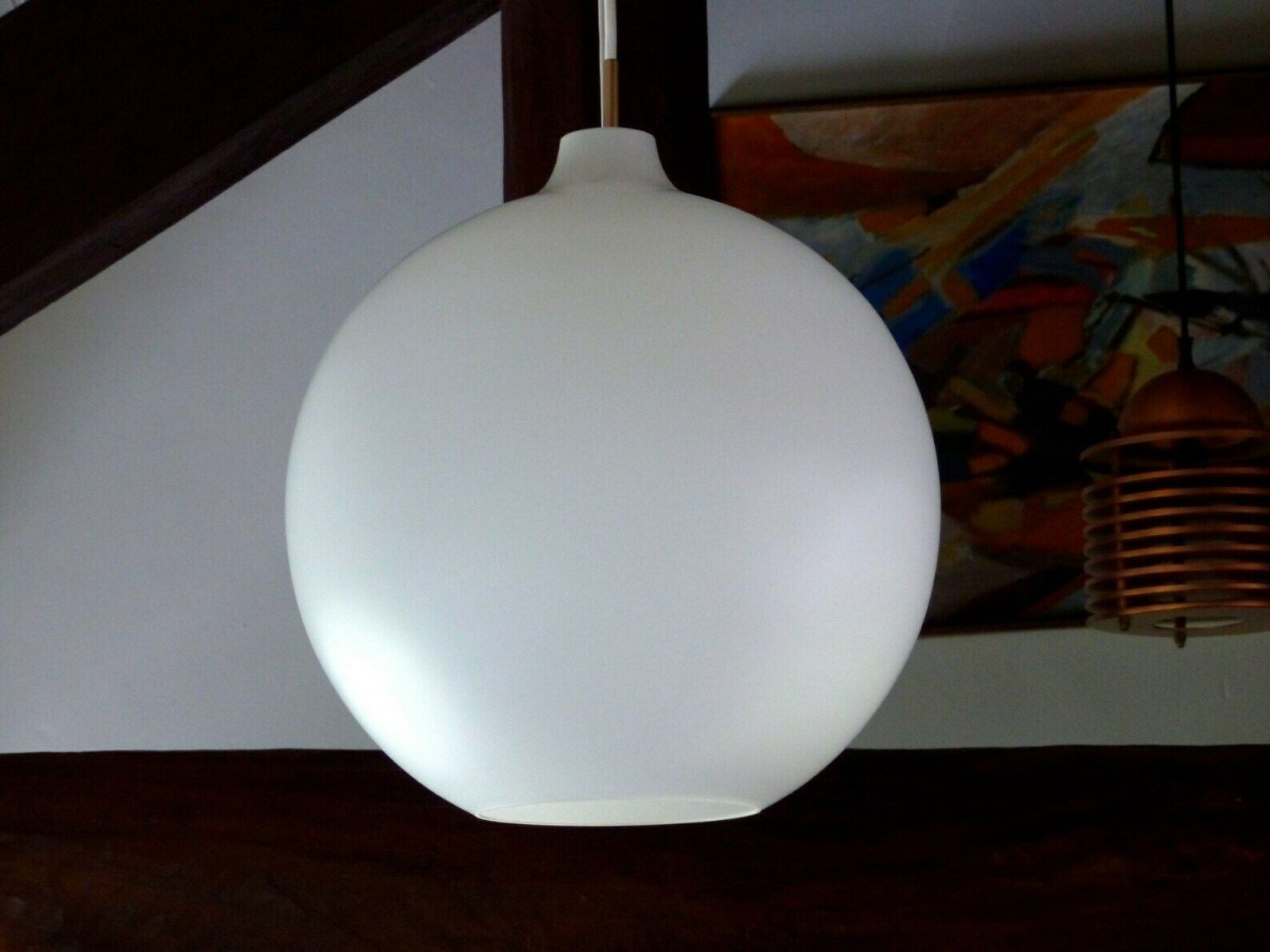 Scandinavian Suspension Lamp Vintage Opaline Xl Louis Poulsen 40 Cm photo Lighting