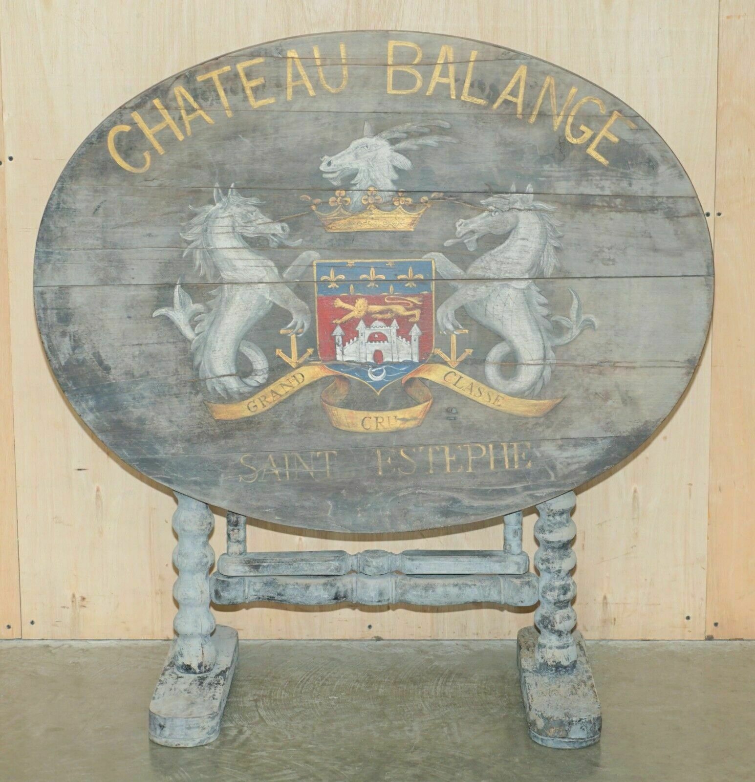 Antique 1820 French Vendange Champagne Wine Tasting Table Armorial Coat Of Arms photo for sale