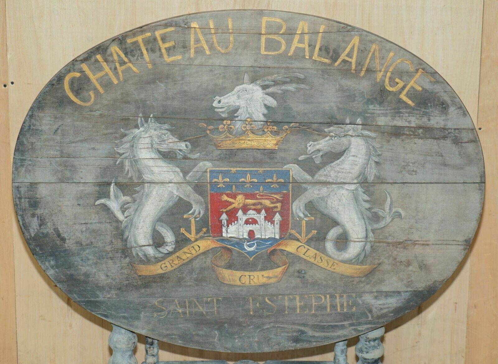 Antique 1820 French Vendange Champagne Wine Tasting Table Armorial Coat Of Arms photo vinterior