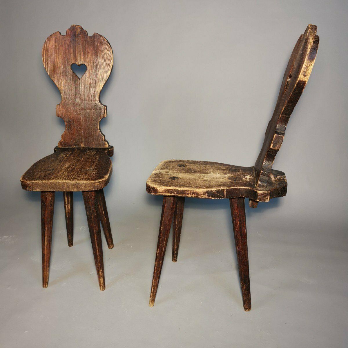 Pair Of Swiss Mountain Chairs, 1800s photo for sale