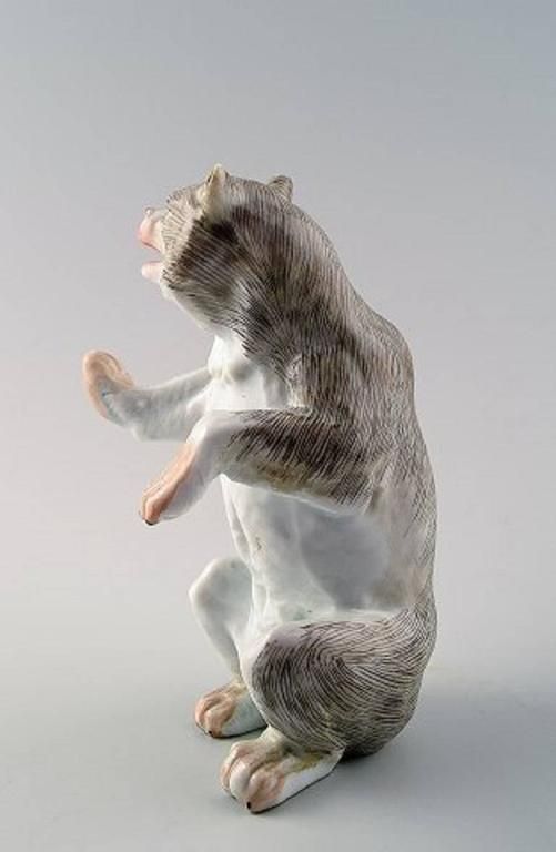 Antique Porcelain Figurine Of Standing Bear, Meissen Style, Late 19th Century photo for sale