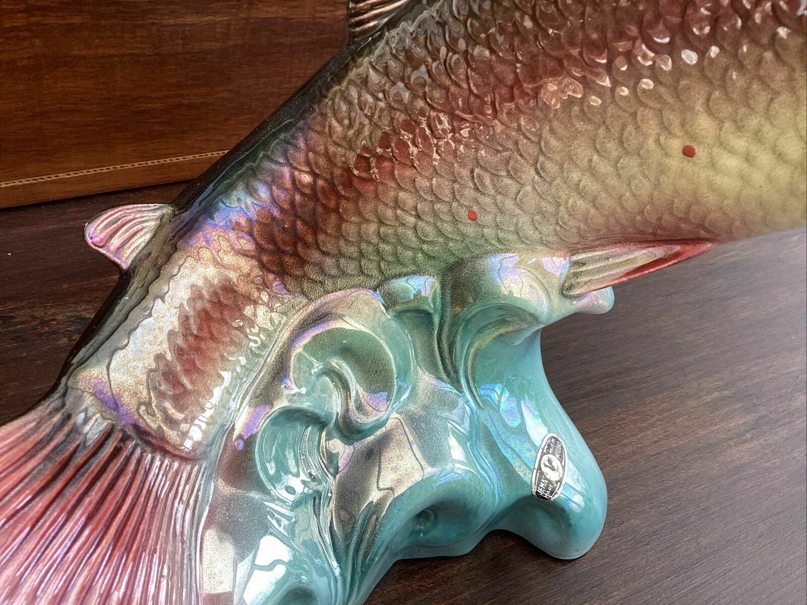 Huge Jema Of Holland Vintage Rainbow Lustre Trout. 343. photo 75.0