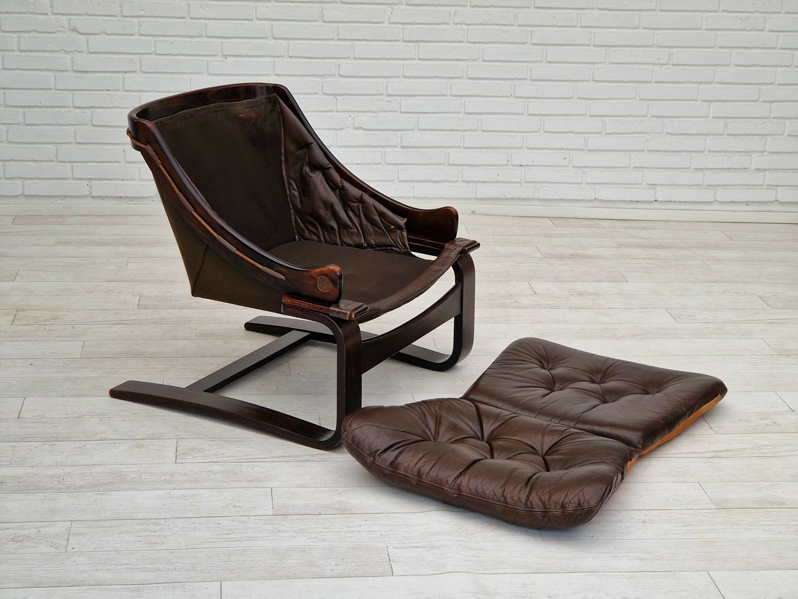 1970s, Brown Leather Pair Of Lounge Chair By Ake Fribytter For Nelo Sweden. photo for sale