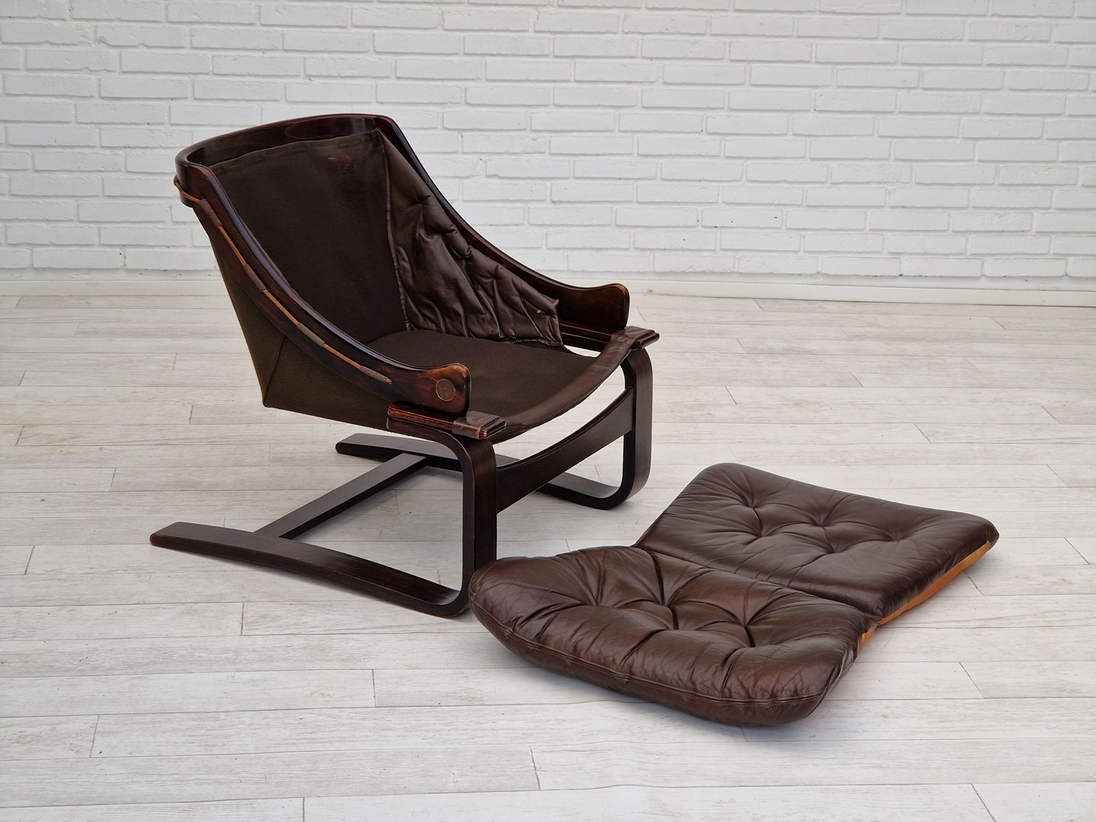 1500.0 1970s, Brown Leather Lounge Chair By Ake Fribytter For Nelo Sweden. photo