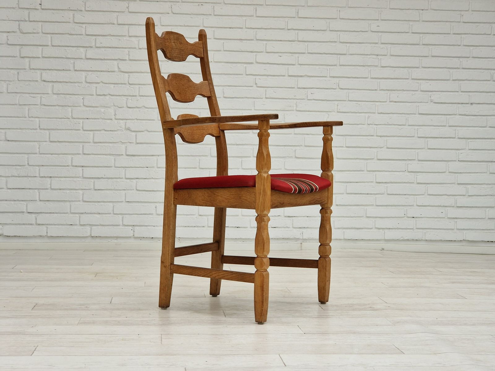1960s, Danish Design, Armchair, Oak Wood, Furniture Wool.