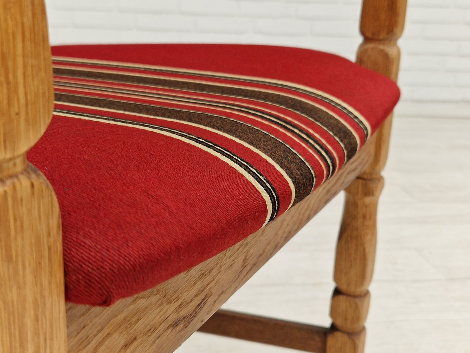 1960s, Danish Design, Armchair, Oak Wood, Furniture Wool. photo vinterior