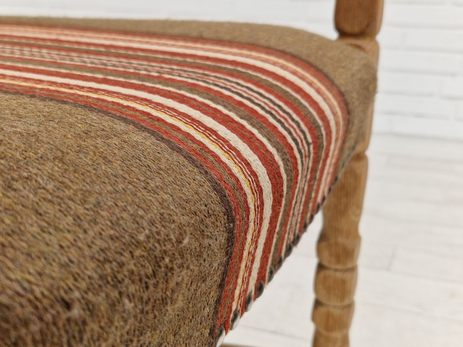 1960s, Danish Design, Armchair, Oak Wood, Furniture Wool. photo for sale