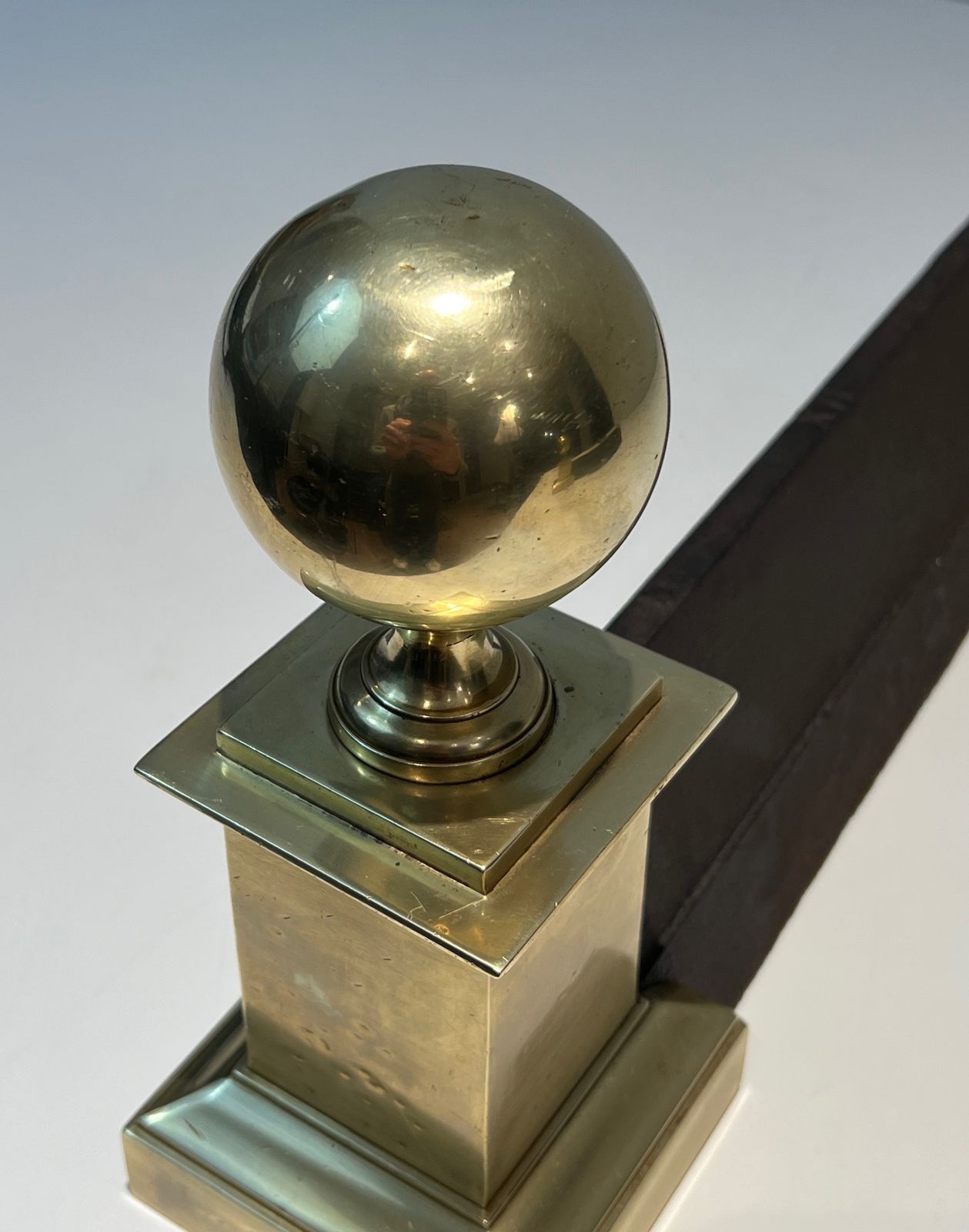 Important Pair Of Brass Andirons photo vintage