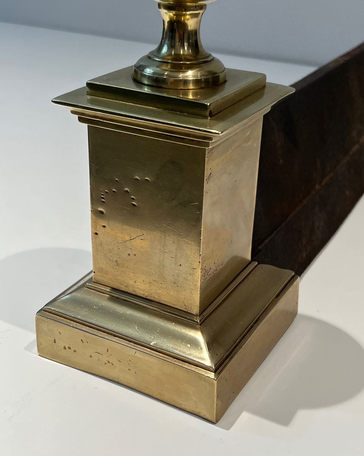 photo furniture Important Pair Of Brass Andirons