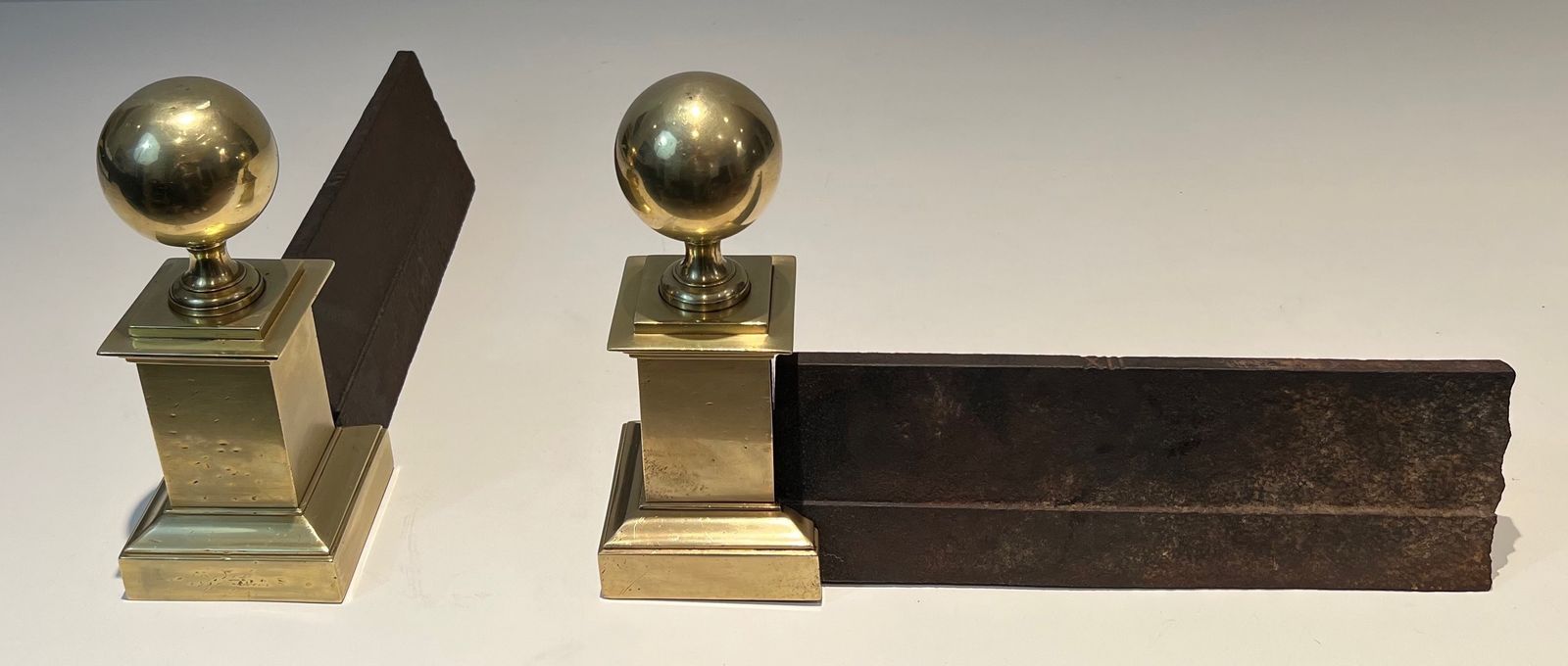 1150.0 Important Pair Of Brass Andirons photo