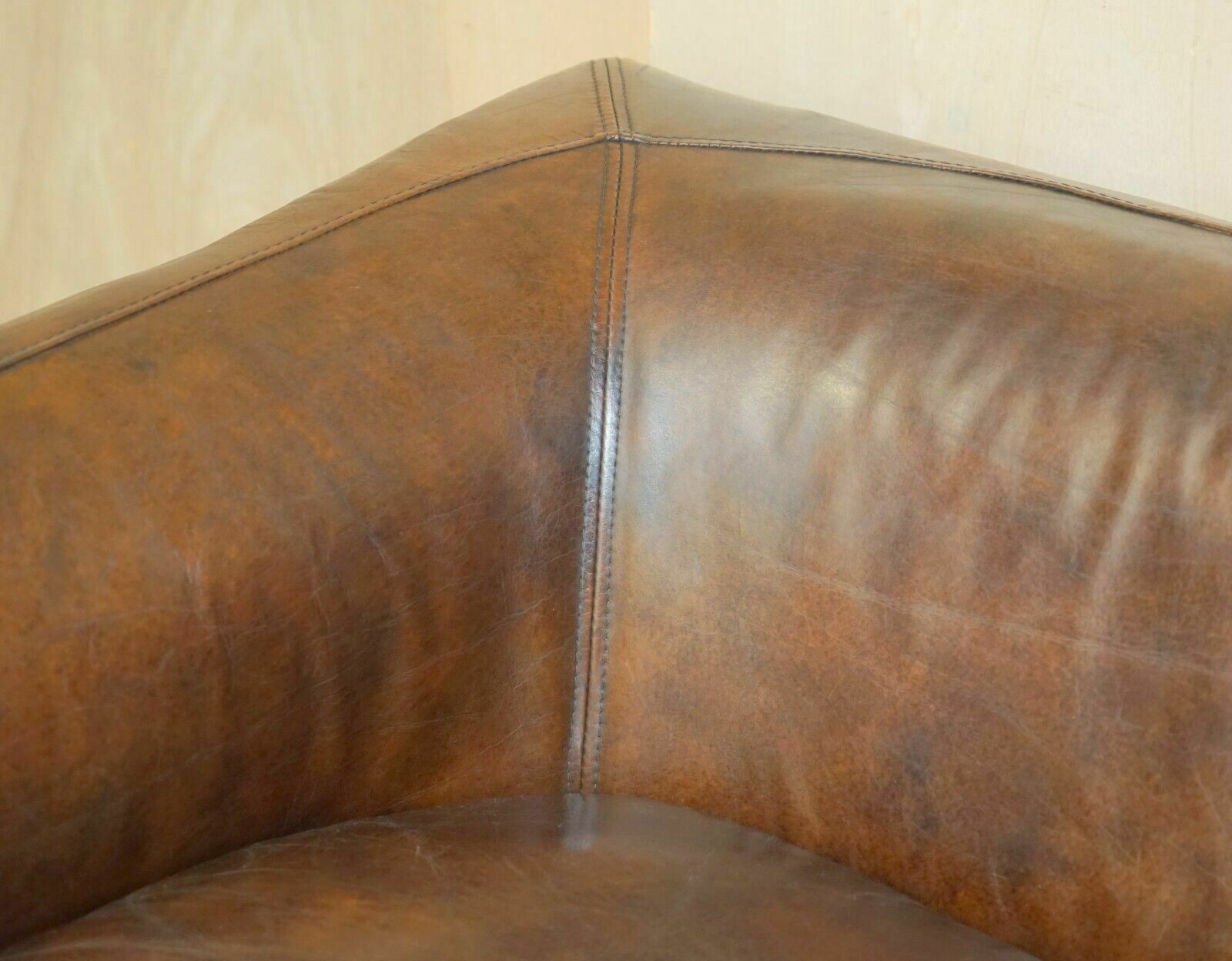 Timothy Oulton Vintage Aged Brown Heritage 134cm Wide Sofa Stunning Patina photo 1450.0
