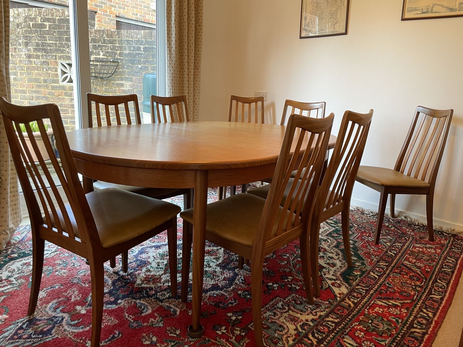 G Plan Fresco Teak Oval Extending Dining Table And 8 Chairs photo furniture