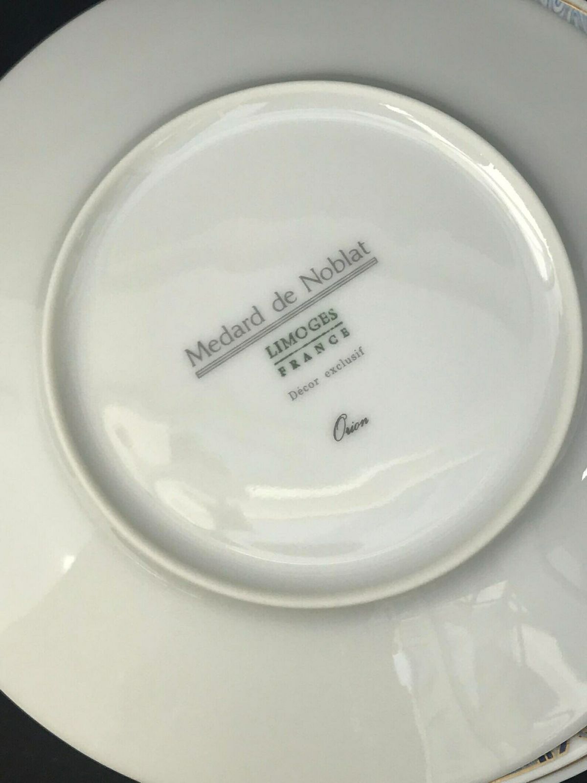 Saucers Limoges Orion Pattern Medard De Noblat 8 Replacement 15 Cm /5.9 Inches Diameter Small Soup Plate Pasta Plate Wedding Gift Gold Rim photo 117.0
