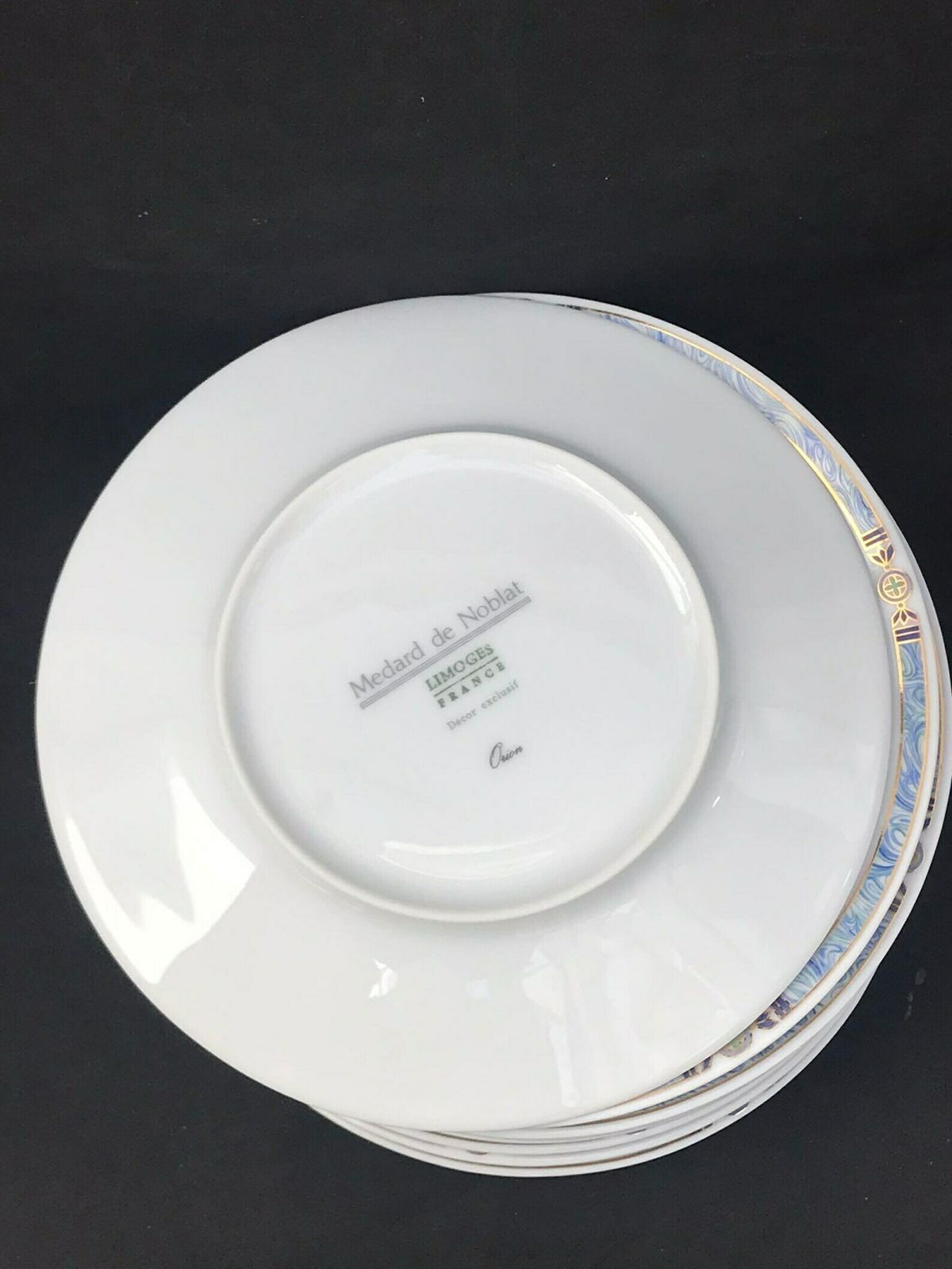 Schoteltjes Limoges Orion Patroon Medard De Noblat – Set Van 8 – 15 Cm Diameter – Kleine Soepborden / Pastaborden – Huwelijkscadeau – Gouden Rand photo buy