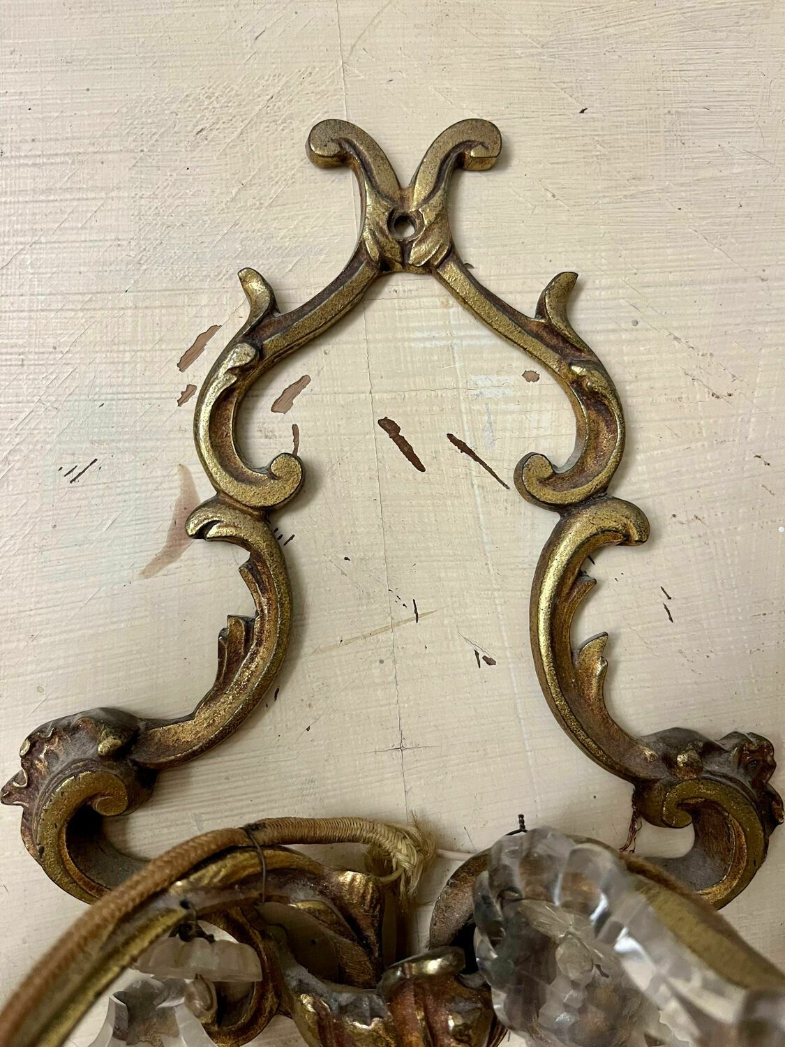 Wall Lamp Two Lights In Louis XV Style Bronze With Old Pendants photo Lighting