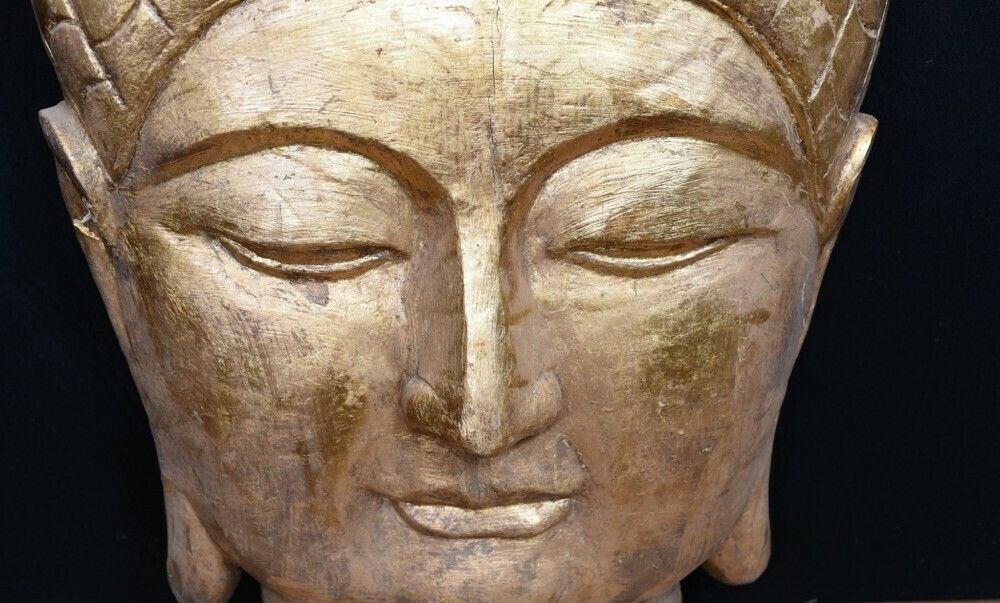 Art Carved Tibetan Buddha Bust   Hand Carved Buddhist Art Sculpture photo