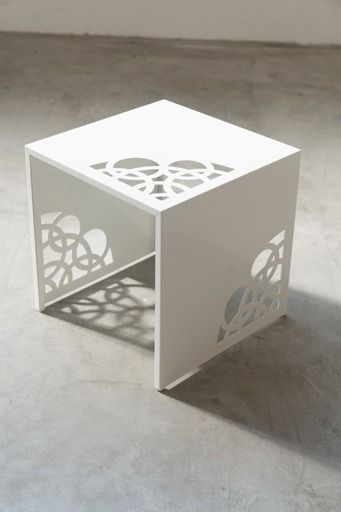 Coffee Tables In White Lacquered Iron, With Circular Laser Cut Engravings, Set Of 2, 2013s photo for sale
