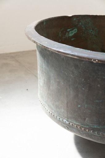 photo furniture Antique Copper Cauldron With Iron Base, With Decorations, 1800s Design Period 1800s