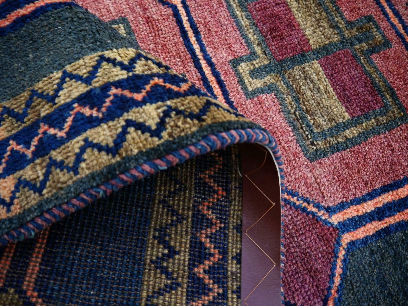 Vintage Rug Kurdish Turkish Hand Knotted Tribal Carpet Blue, Violet, Red, Green photo for sale