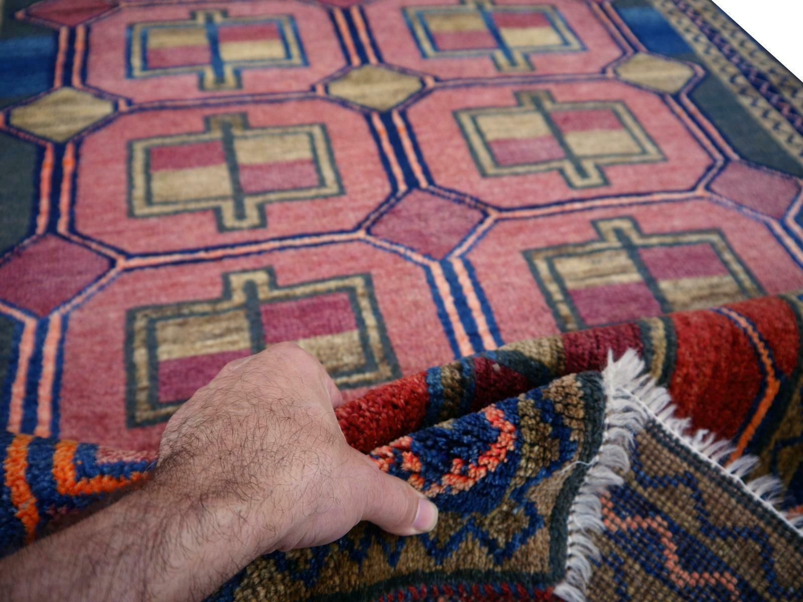 Vintage Rug Kurdish Turkish Hand Knotted Tribal Carpet Blue, Violet, Red, Green photo 2108.0