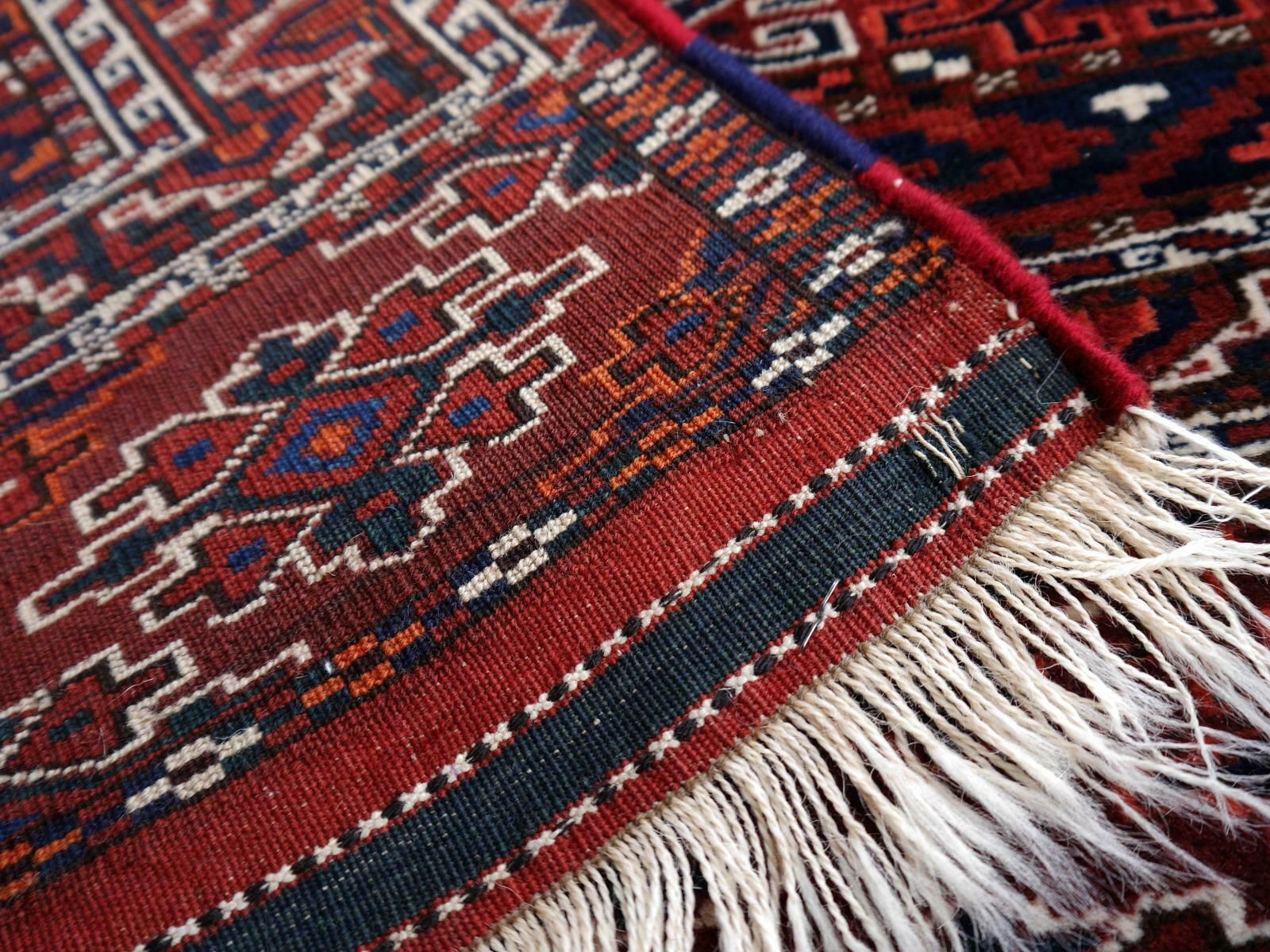 Yomud Tribeal Turkmen Turkoman Antique Rug With Ram Motive Hand Knotted Carpet photo 3241.0