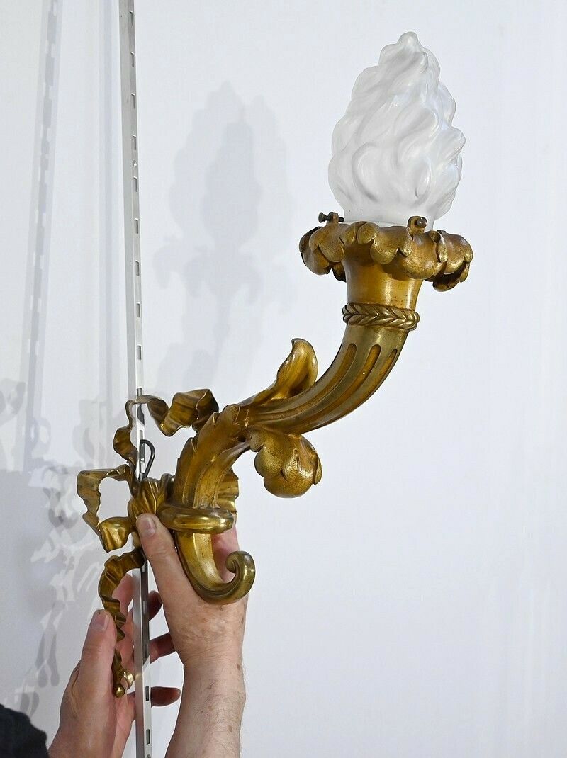 Important Candlestick In Gilt Bronze, Louis XVI Style, Napoleon III Period   Mid 19th Century photo for sale