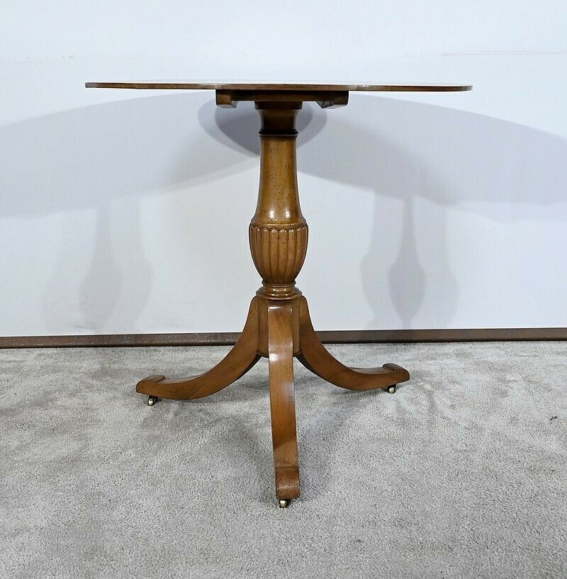 Tripod Pedestal Table In Solid Walnut, Restoration Period, Early 19th Century photo vinterior