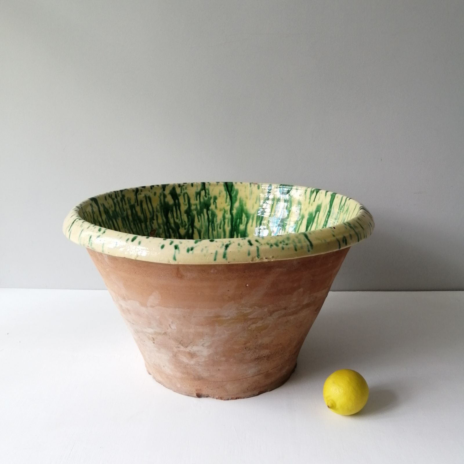 Antique Italian Passata /Dairy Bowl Drip Glaze 1900s  Puglia Italy photo vinterior