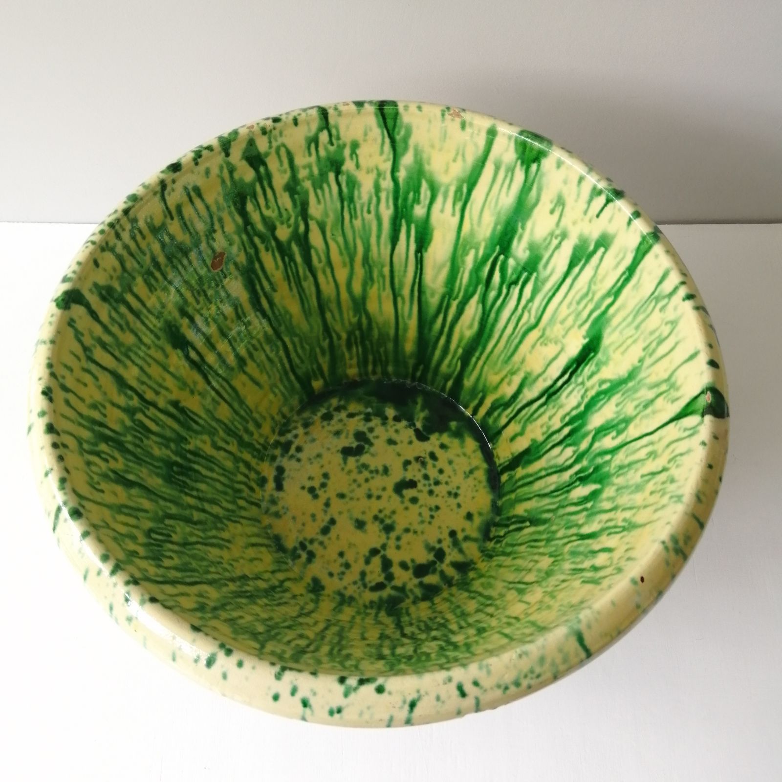 Antique Italian Passata /Dairy Bowl Drip Glaze 1900s  Puglia Italy photo buy