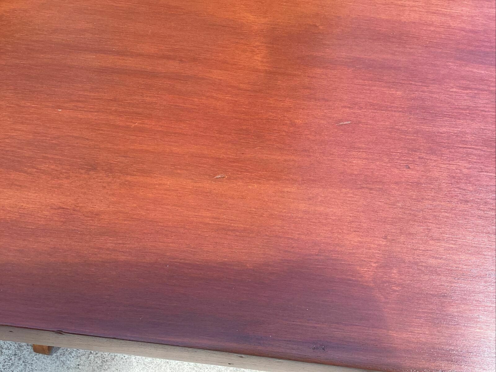 photo furniture 20th C. African Mahogany? Slab Table On Carved Elephant Supports Over Shelf.
