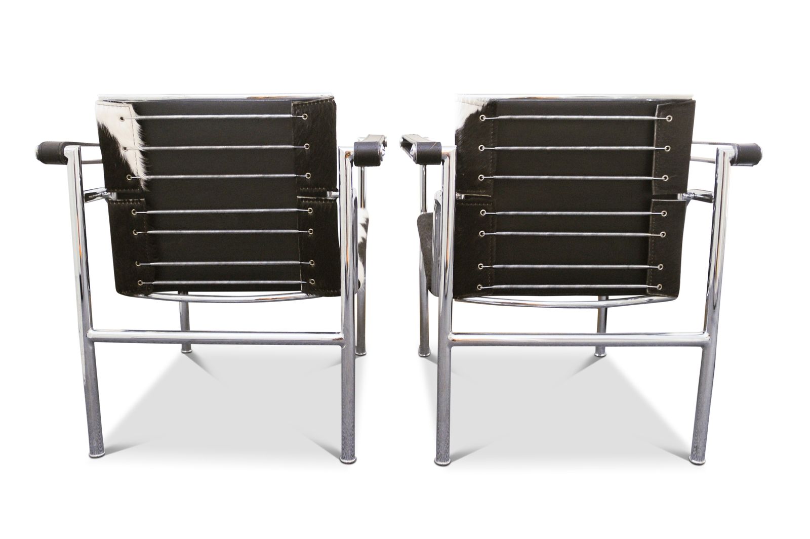 Le Corbusier, Pierre Jeanneret, Charlotte Perriand Design Lc1 Pony Skin Tubular Frame Sling Armchair No Labels Price Per Chair Two In Stock Ol photo furniture