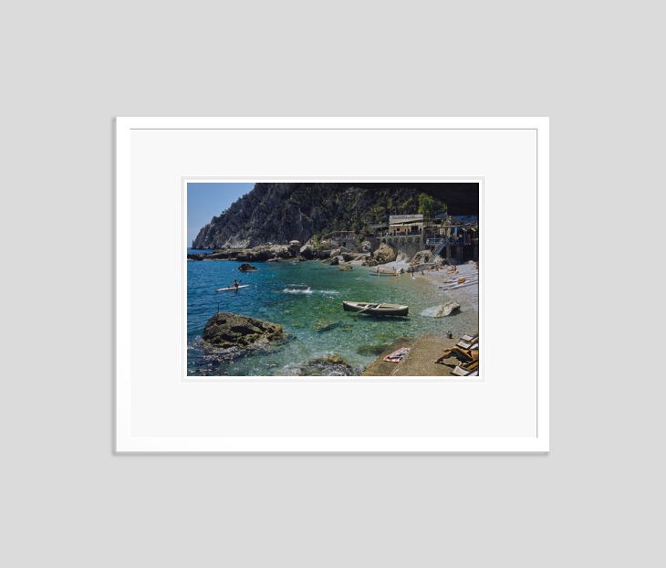 A Beach In Capri By Toni Frissell  Archival Pigment Print Framed In White