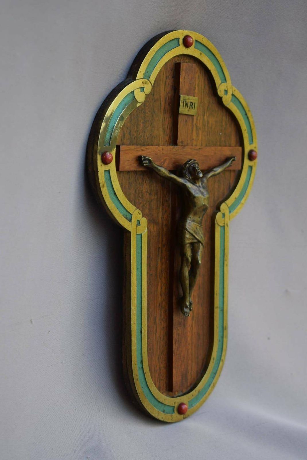 Art Nouveau Wood Crucifix For Wall Cross Bronze photo buy