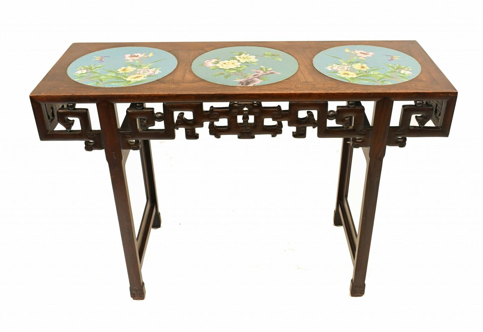 Chinese Console Table Hardwood Cloisonne Porcelain Plates photo furniture