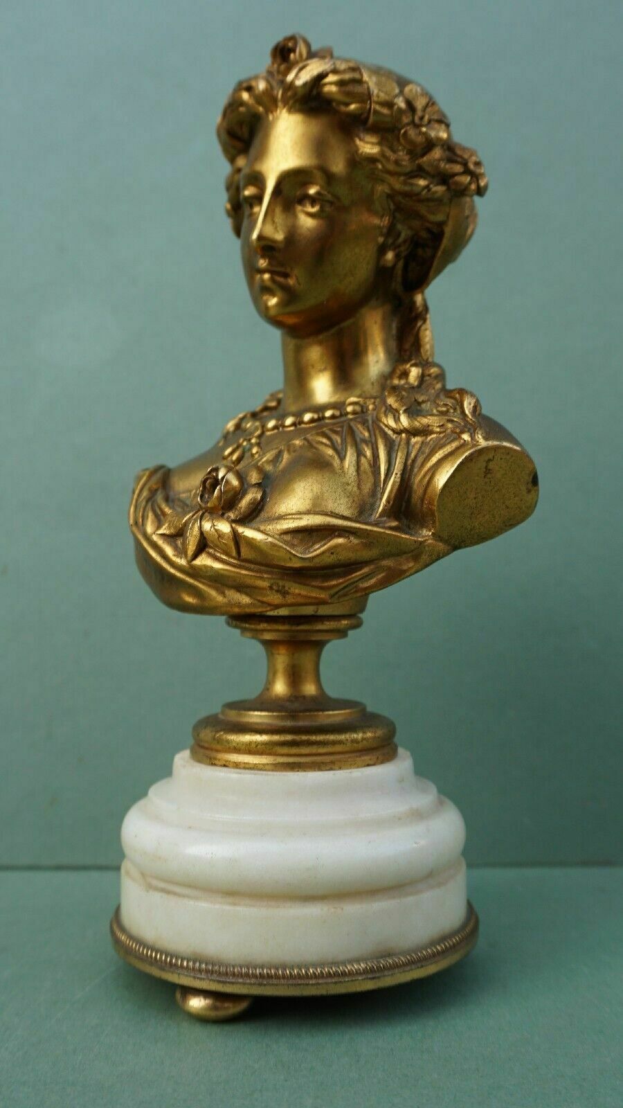 Antique French Gilt Bronze Bust Of A Lady Albert   Ernest Carrier Belleuse C19th photo 879.0