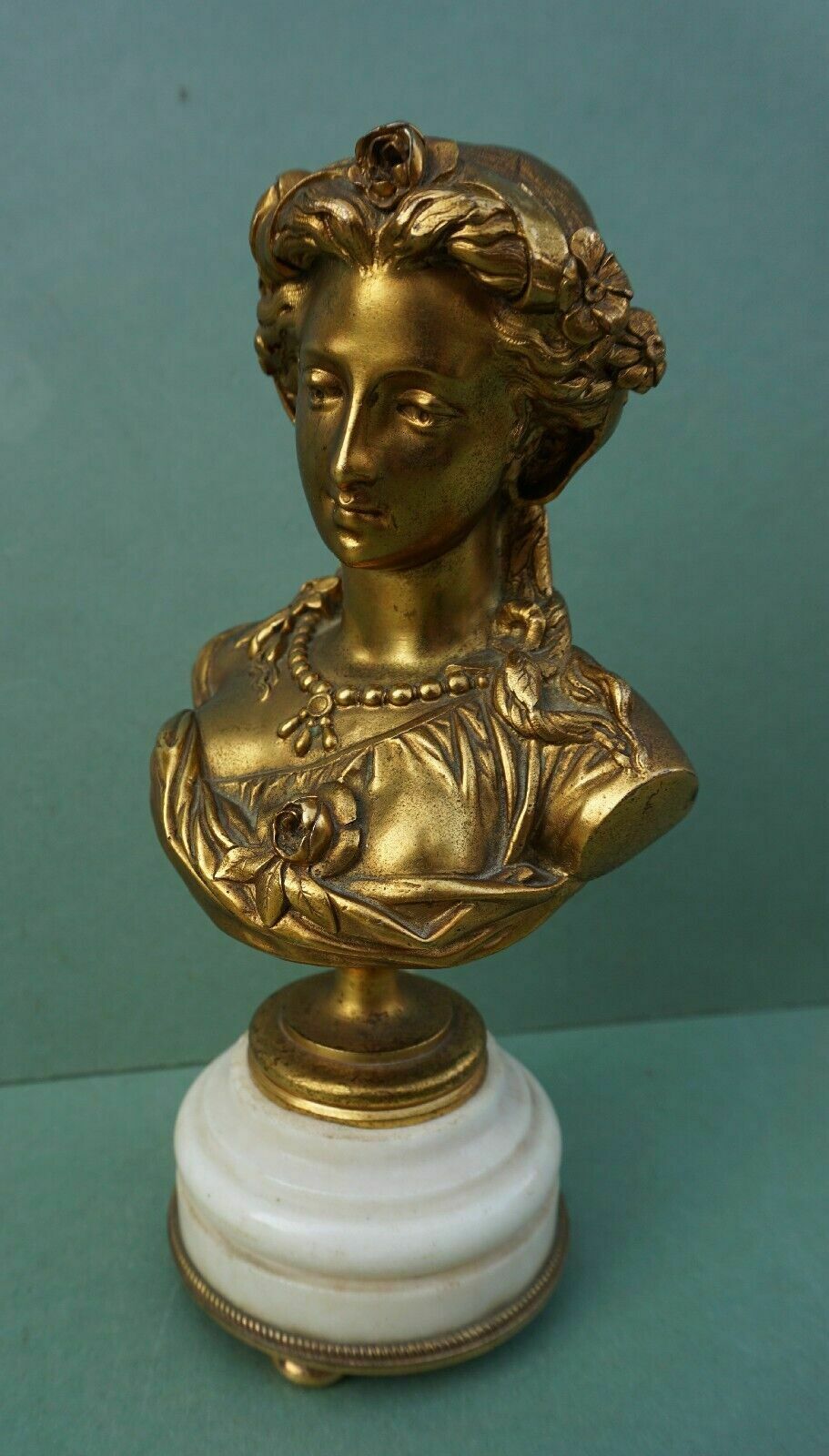 Antique French Gilt Bronze Bust Of A Lady Albert   Ernest Carrier Belleuse C19th photo buy