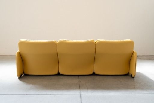 3 Seater Sofa And Two Armchairs In Vintage 1970 Yellow Leather, In The Style Of Ammainnati And Vitelli For Brunati photo furniture