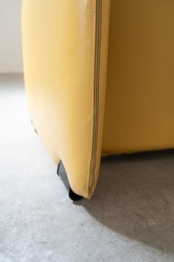 3 Seater Sofa And Two Armchairs In Vintage 1970 Yellow Leather, In The Style Of Ammainnati And Vitelli For Brunati photo vintage