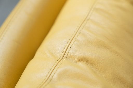 11700.0 3 Seater Sofa And Two Armchairs In Vintage 1970 Yellow Leather, In The Style Of Ammainnati And Vitelli For Brunati photo