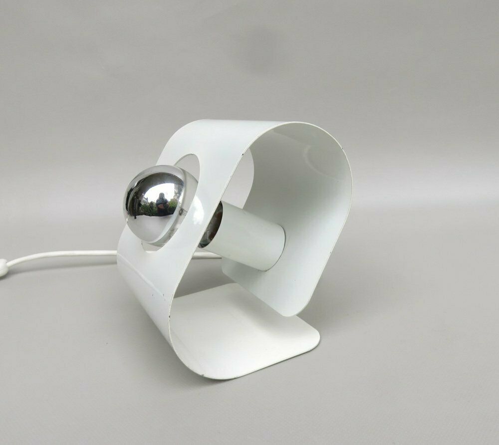 photo furniture Small Space Age Table Lights In Metal White From Sölken Leuchten, 1970s, Set Of 2